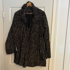 Lane Bryant Black and Brown Animal Print Trench Coat